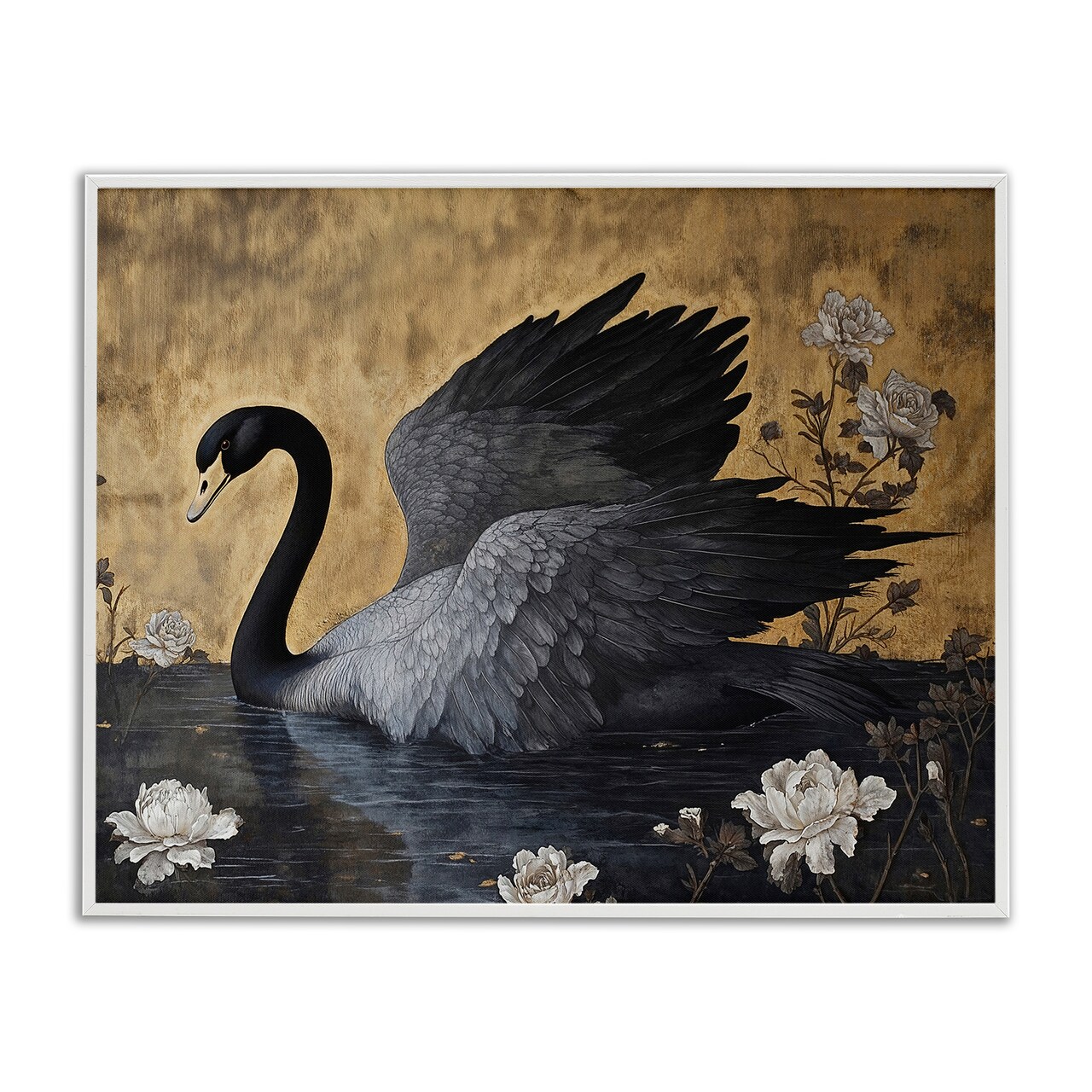 Stupell Industries Dark Swan on Lake Framed Giclee, design by Jose Perez